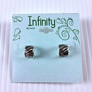 Infinity by Trendi Silver Tone Textured Open Hoop Post Earrings Fashion Jewelry